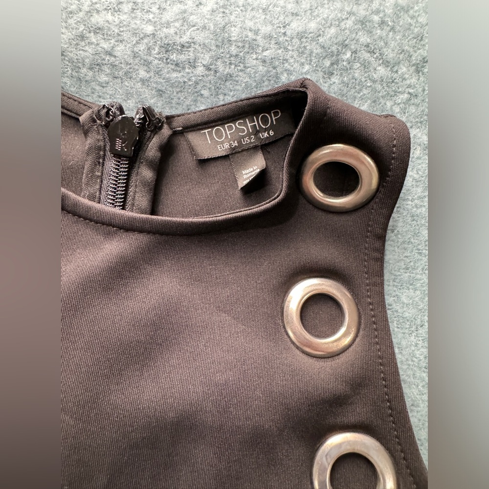 Twiggy- Mod like TOPSHOP Mini dress - Size 2 with silver grommets